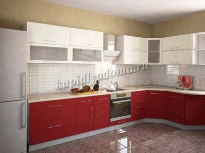 Кухня Ксения 2,0 МДФ (Белый/Красный)