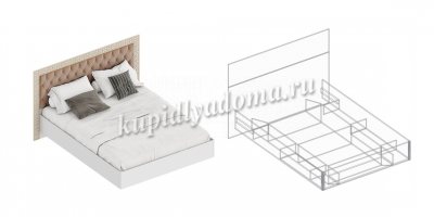 Кровать Жасмин 1.6 с ортопедическим основанием (Дуб баррик/Белый лофт)