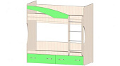 Кровать двухъярусная Буратино (Дуб молочный/Зеленый)